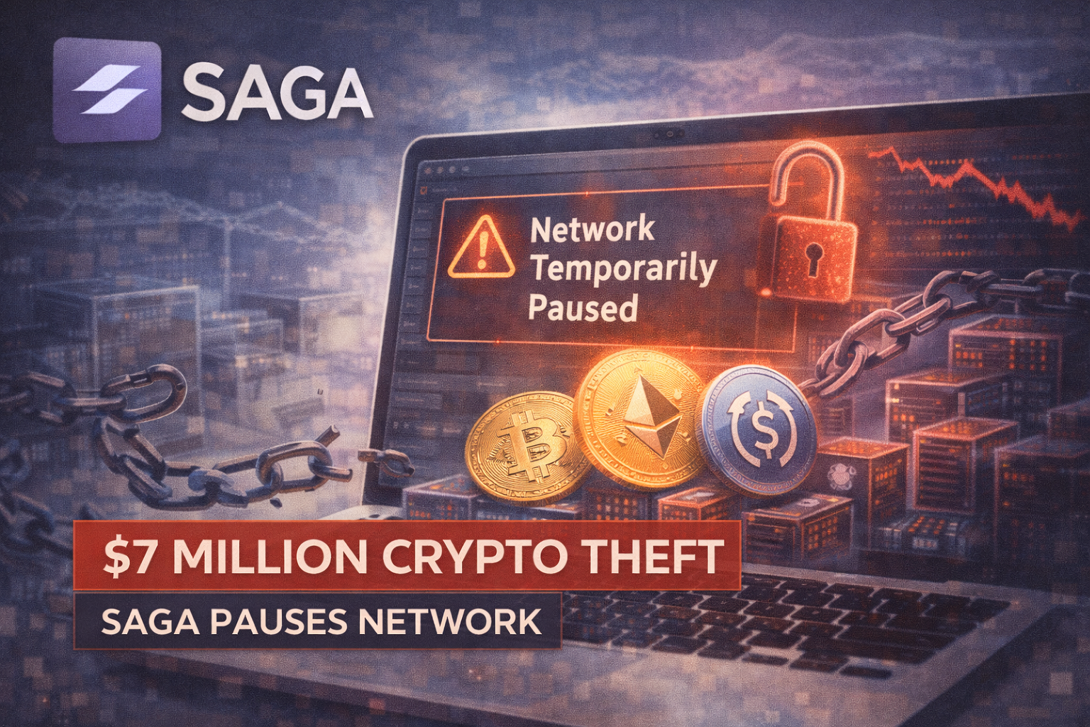 Saga sospende la rete dopo un furto di criptovalute di 7 milioni di dollari