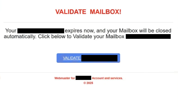” Validate Mailbox ” e-posta dolandırıcılığını kaldır