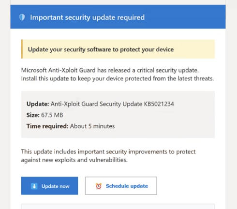 Удалите « Microsoft Anti-Xploit Guard Released A Security Update » вредоносную электронную почту