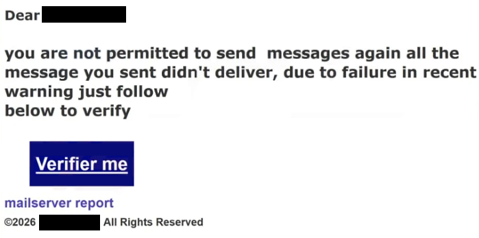 Phishing-E-Mail entfernen you are not permitted to send messages again