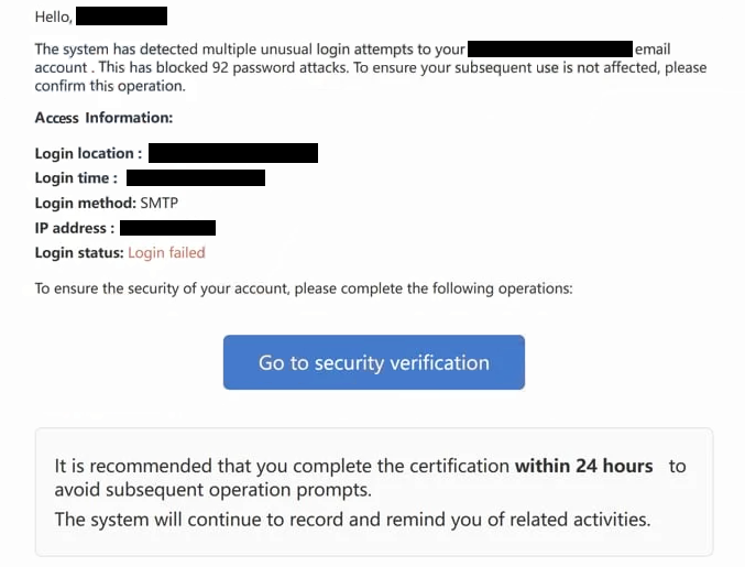 Remove “Account abnormal login reminder” phishing email