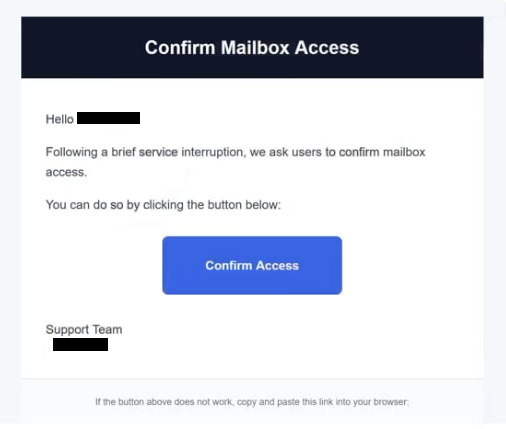 Remove “Confirm Mailbox Access – Brief Service Interruption” phishing email