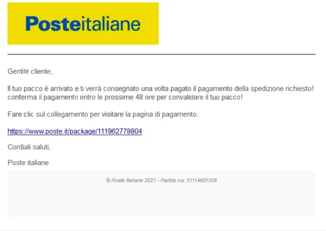 Remove “Posteitaliane” phishing email
