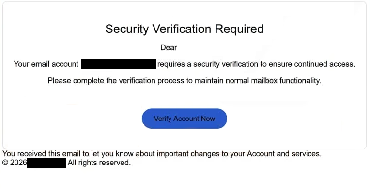 Remove “Security Verification Required” phishing email