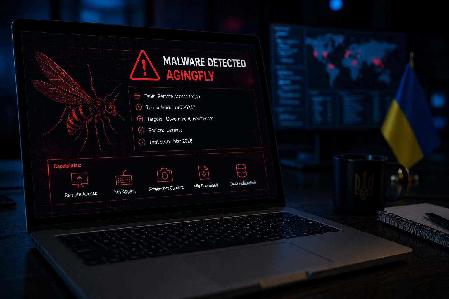 AgingFly malware targets Ukrainian government and hospitals in phishing campaign