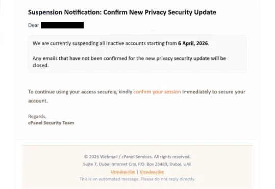 Supprimer l’arnaque de phishing Confirm New Privacy Security Update