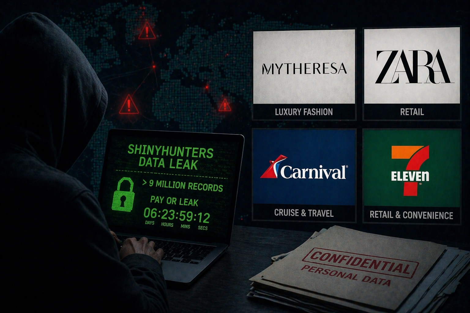 ShinyHunters заявляет о нарушениях в Mytheresa, Zara, Carnival и 7-Eleven в новой кампании по утечке данных