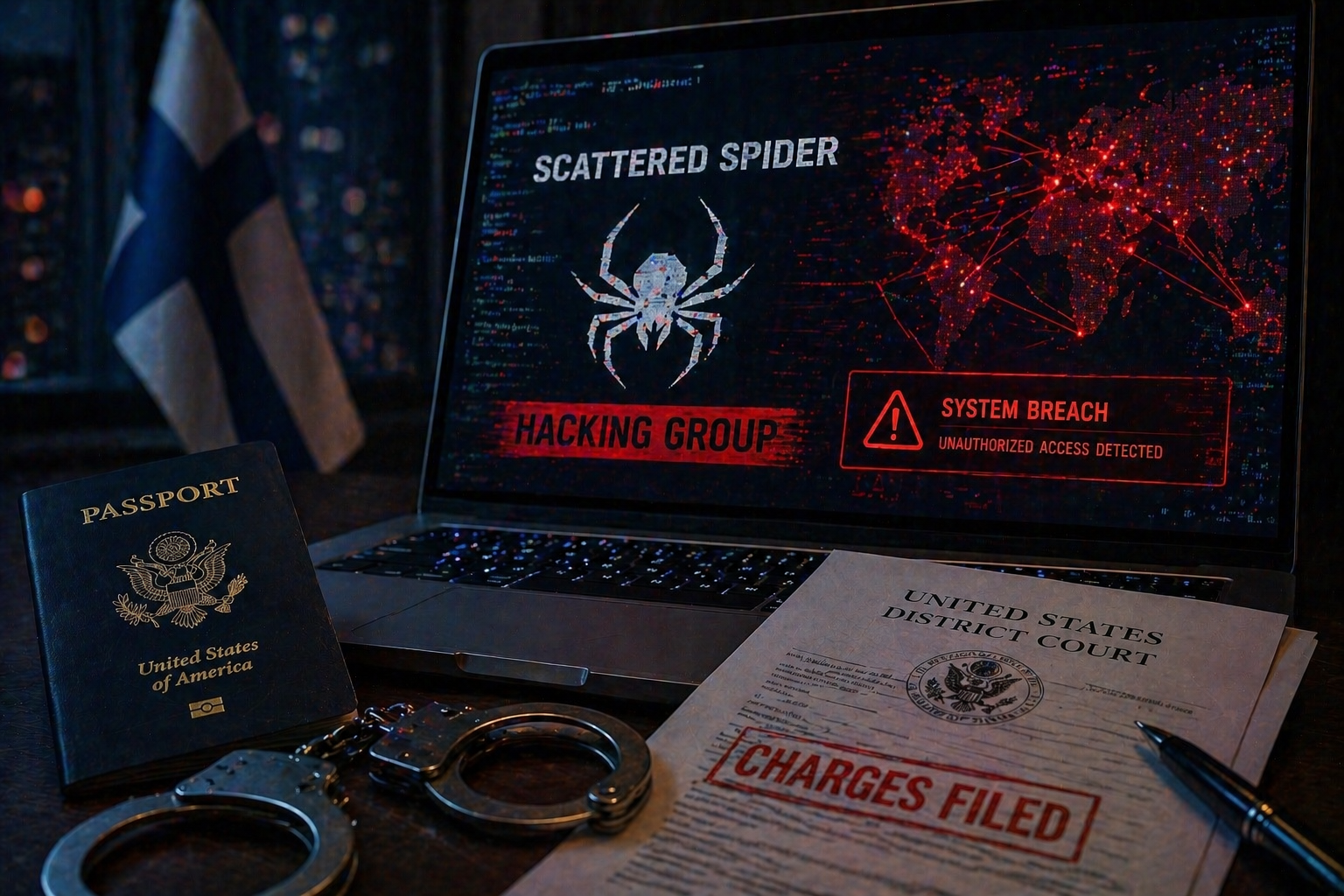 По обвинениям в США обвиняется в аресте хакера Scattered Spider в Финляндии за многомиллионные кибератаки
