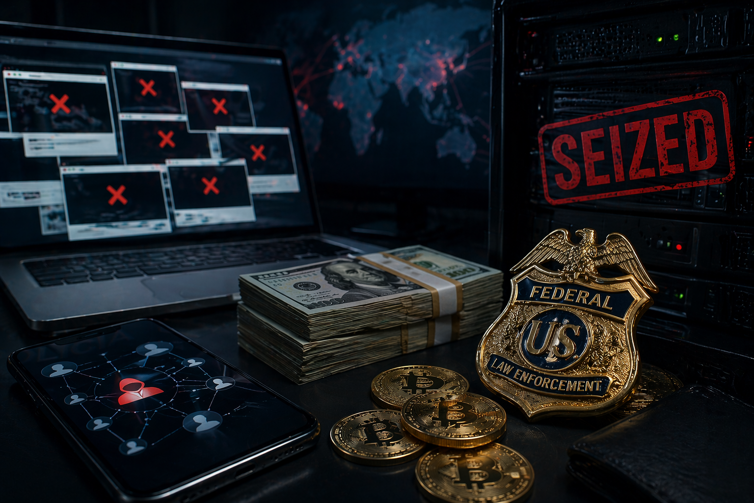 США демонтируют 500+ фейковых инвестиционных платформ, замораживают криптовалюту на сумму 700 миллионов долларов, связанных с глобальной мошеннической сетью