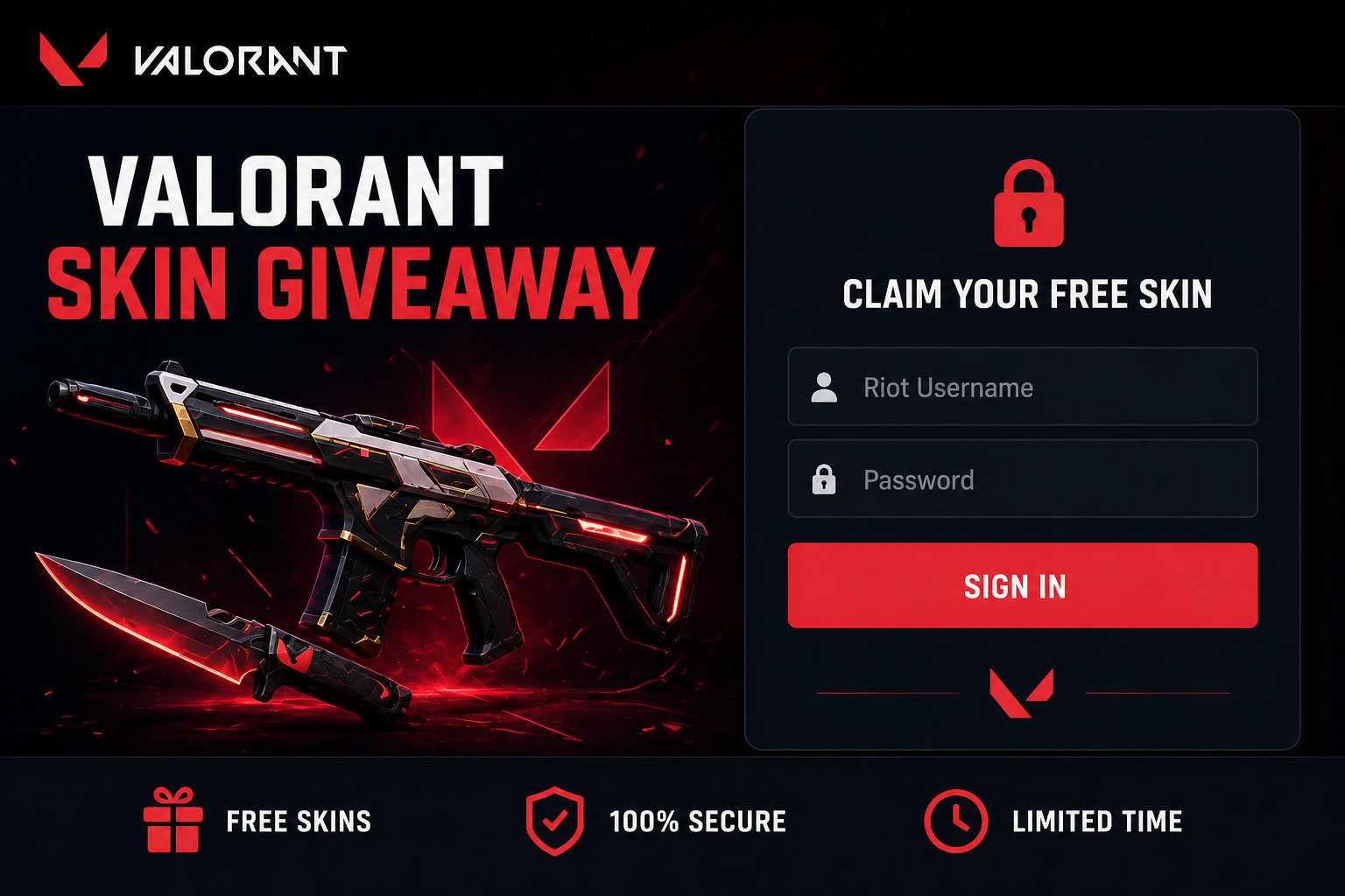 Удалите « Valorant Skin Giveaway » мошенничество
