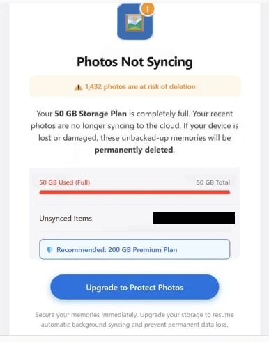 Verwijder ” Cloud Photos Not Syncing ” phishing-e-mail