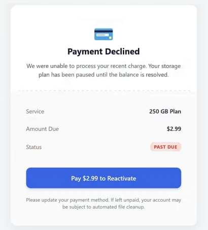 ” Cloud Services – Payment Declined ” Oltalama e-postasını kaldır