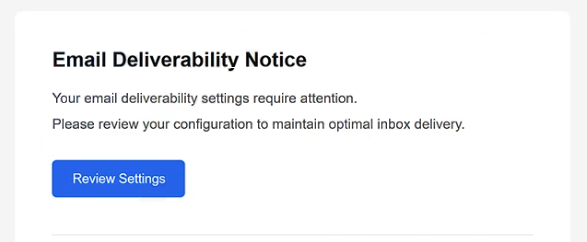 Remover e-mails de phishing Email Deliverability Notice