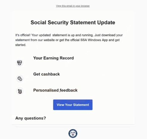 Remove “Social Security Statement Update” phishing email