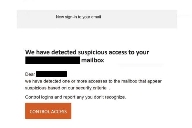 Remove “Suspicious Access To Your Mailbox” phishing email