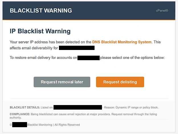 Remove “IP Blacklist Warning” phishing email