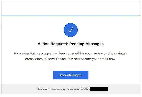 Rimuovi ” Action Required: Pending Messages ” email di phishing