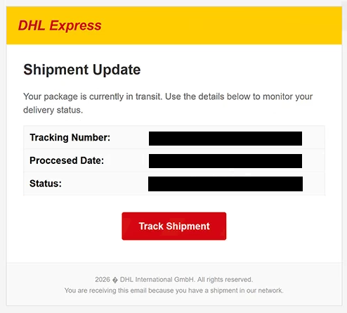Verwijder ” DHL Express Shipment Update ” phishing-e-mail
