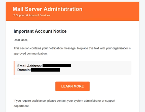 Remove “Mail Server Administration” phishing email