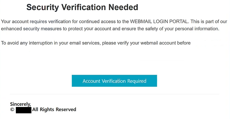 Phishing-E-Mail entfernen Security Verification Needed