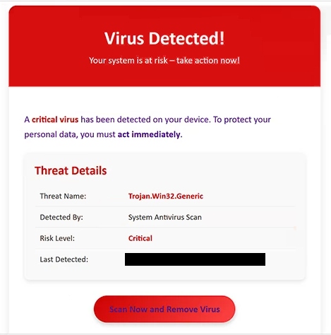 Rimuovi ” Virus Detected! Your System Is At Risk ” email di phishing