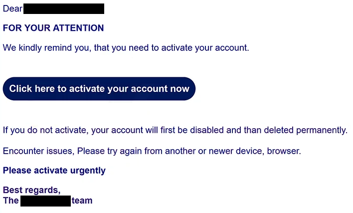Remove “Activate Letter Notification” phishing email