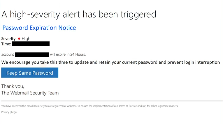 Удалите фишинговую почту High-Severity Alert Has Been Triggered