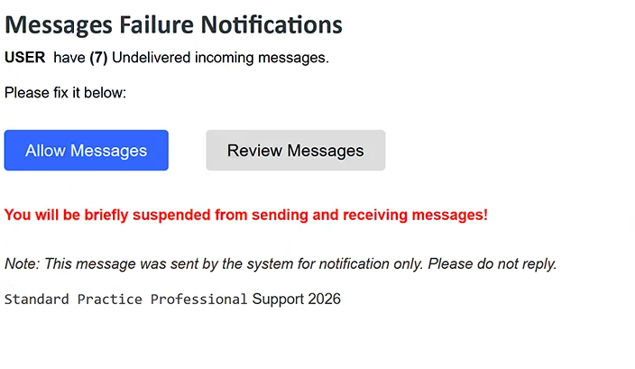 Eliminar el correo de phishing Messages Failure Notifications