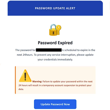 Remove “Password Update Alert” phishing email