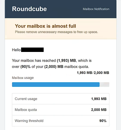 Remove “Roundcube – Your mailbox is almost full” phishing email