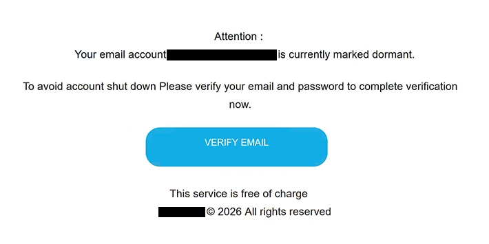 Phishing-E-Mail entfernen Email Account Is Marked Dormant