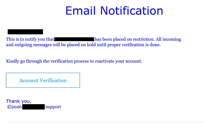 Phishing-E-Mail entfernen Email Has Been Placed On Restriction