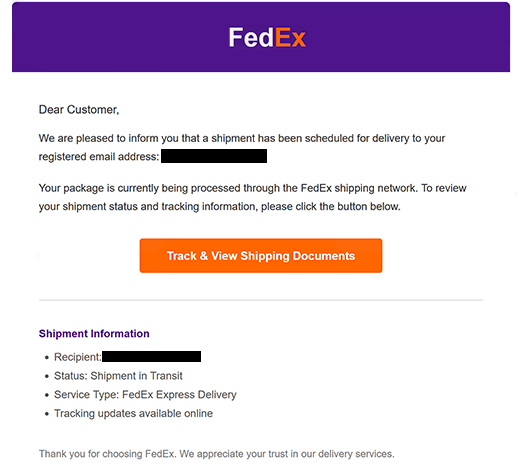 Verwijder ” FedEx – Your Shipment is in Transit ” phishing-e-mail