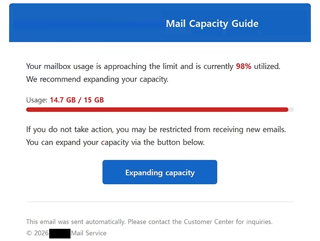 Remover e-mails de phishing Mail Capacity Guide