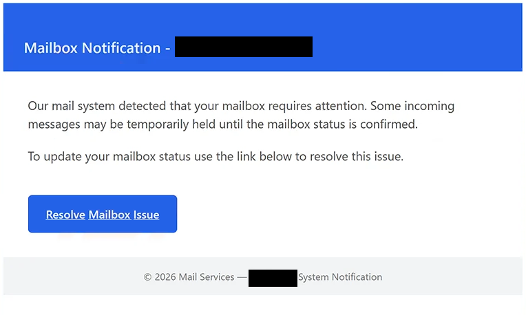 Eliminar el correo de phishing Mailbox Notification – Resolve Mailbox Issue