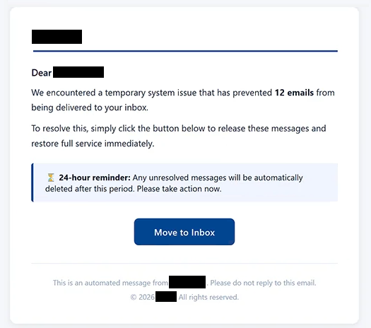 ” Notification: 12 Messages Pending Delivery ” Oltalama e-postasını kaldır