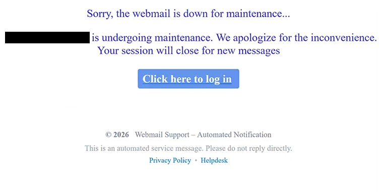 Remover e-mails de phishing Webmail Is Down For Maintenance