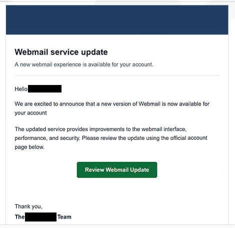 Verwijder ” Webmail Service Update ” phishing-e-mail