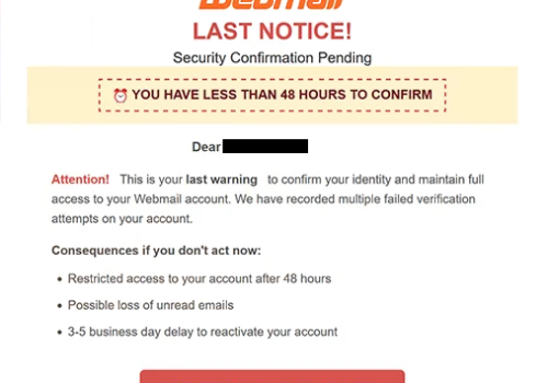 Phishing-E-Mail entfernen Webmail – This is your last warning