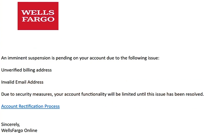 Verwijder ” Wells Fargo – Alert on your Account ” phishing-e-mail