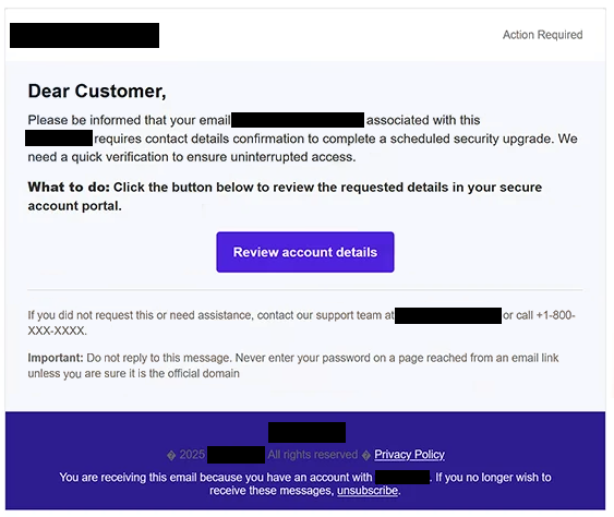 Remove “Action required: Confirm and Upgrade your email address” phishing email