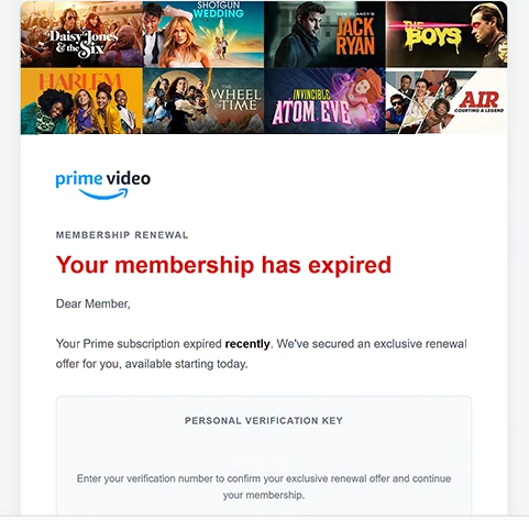 Remover e-mails de phishing Amazon Prime – Your membership has expired