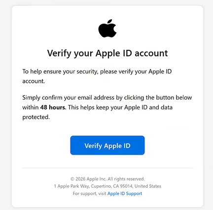 Rimuovi ” Verify Your Apple ID Account ” email di phishing