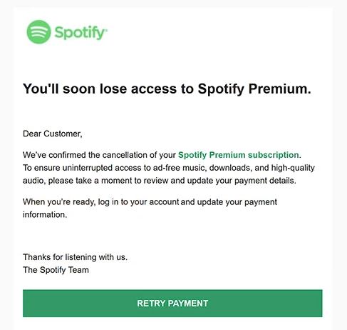 Remover e-mails de phishing You’ll soon lose access to Spotify Premium
